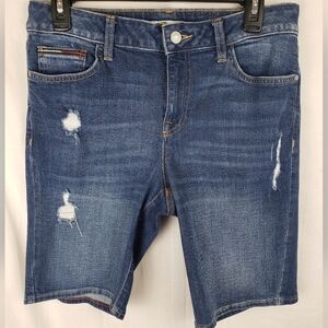 Tommy Hilfiger Blue Distressed Dark Washed Jean Shorts Sz 8